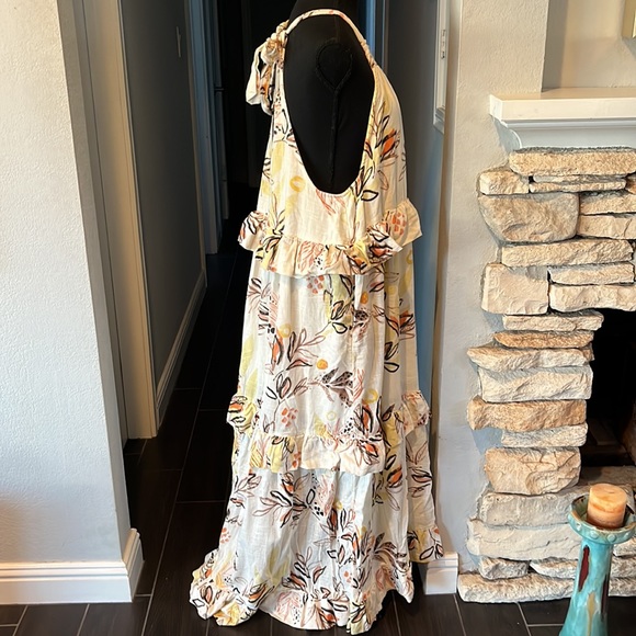 Free People Ruffled Oversized Cream Maxi Dress - Picture 6 of 10